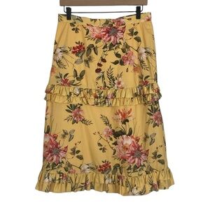 Floral Yellow Ruffle Skirt